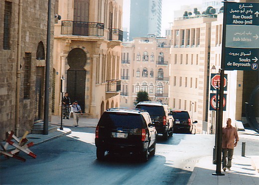 Filming in Beirut - security screaming for taking photos of Security cars